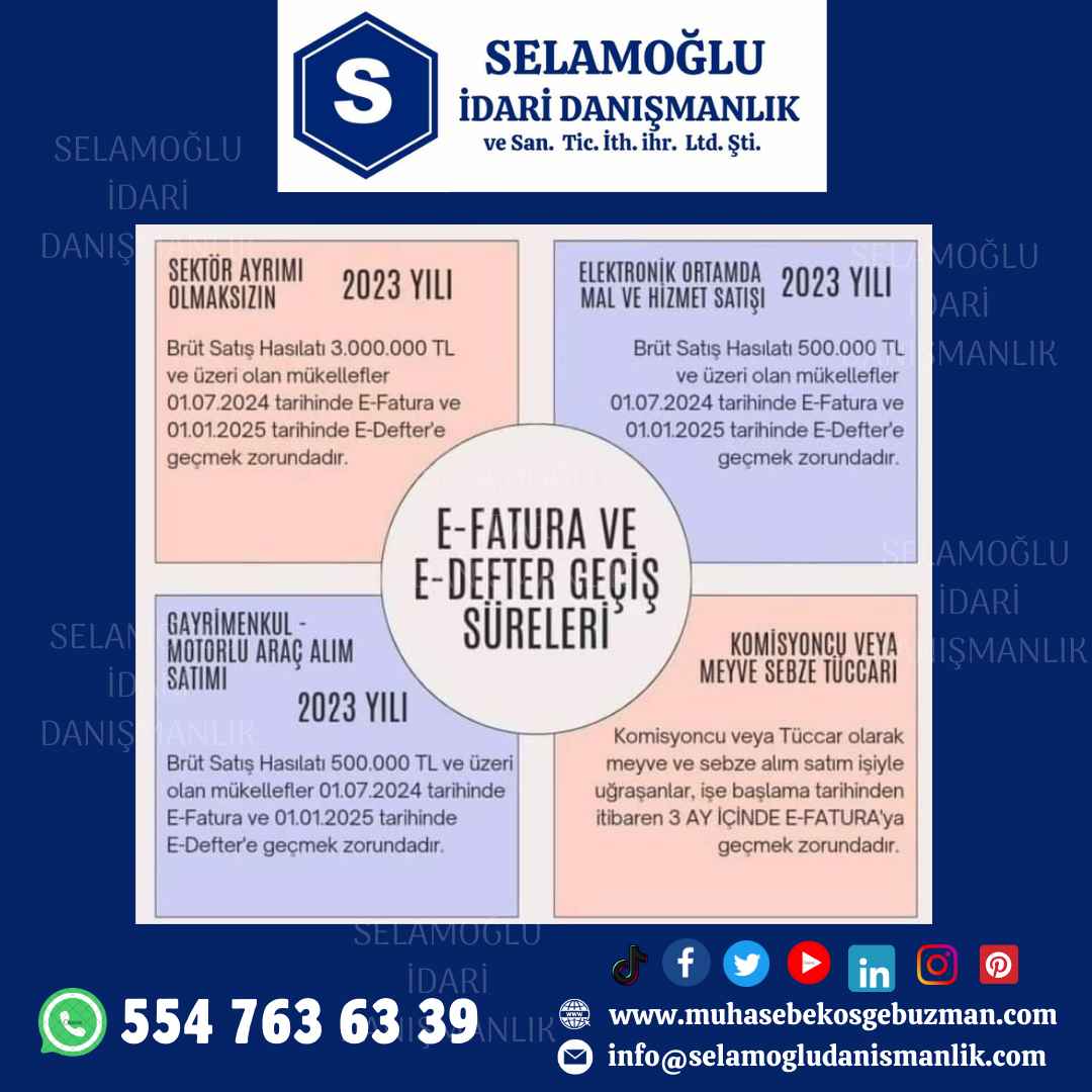 E-FATURA VE E-DEFTER GEÇİŞ SÜRELERİ NELERDİR ?