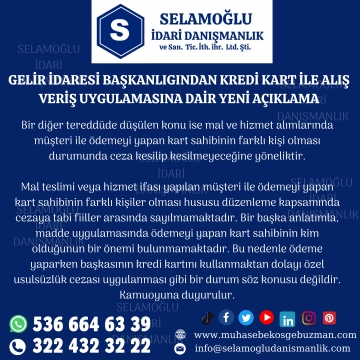 GELİR İDARESİ BAŞKANLIGINDAN KREDİ KART İLE ALIŞ VERİŞ UYGULAMASINA DAİR YENİ AÇIKLAMA