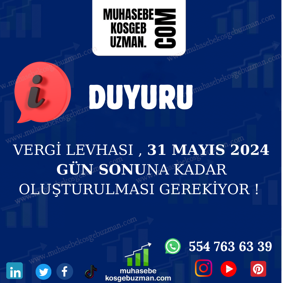 Vergi Levhası İçin Son Gün 31 MAYIS