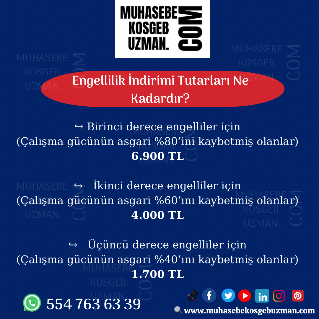 ENGELLİLERDE VERGİ İNDİRİM TUTARI NE KADARDIR ?