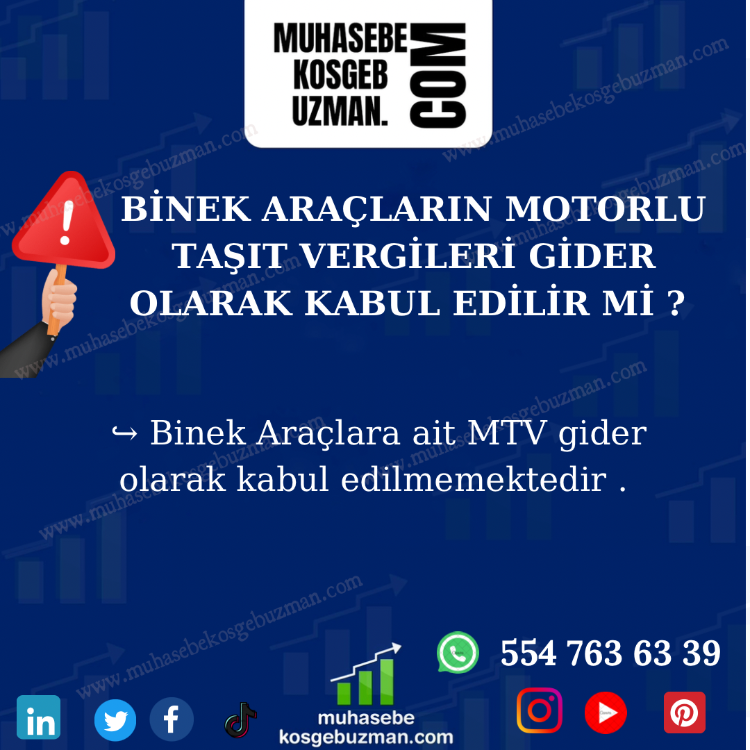 Binek Araçların Motorlu Taşıtlar Vergileri Gider Olarak Kabul Edilir Mi ?