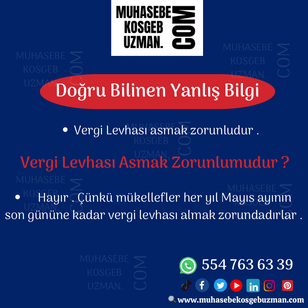 VERGİ LEVHASI ASMAK ZORUNLU MUDUR ?